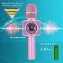 BONAOK Wireless Bluetooth Karaoke Microphone,3-in-1 Portable Handheld Karaoke Mic Speaker Machine Christmas Birthday Home Party for Android/iPhone/PC or All Smartphone(Q37 Light Pink)