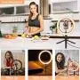 10 Inch Selfie Ring Light, LED Desktop Ring Light with Tripod Stand and Phone Holder Dimmable Phone Ring Light Compatible with iPhone Android for Live Stream, Makeup, YouTube Video