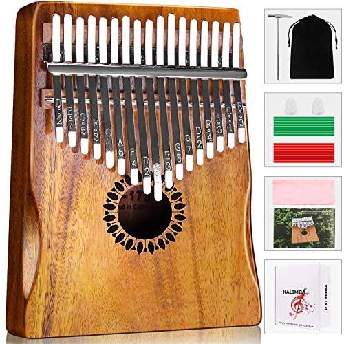 Kalimba Thumb Piano 17 Keys, Portable Mbira Finger Piano Gifts for Kids and Adults Beginners