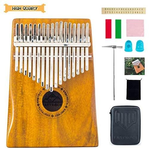 EastRock Kalimba 17 Keys Thumb Piano, with EVA High-Performance Protective Box and Hand-Rest Curve Design Kalimba,Easy to Learn Portable Instrument Gifts for Kids Adult Beginners(Mbira Acacia/Koa)