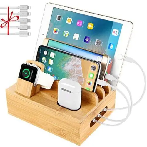 Bamboo Charging Station Dock for 4/5 / 6 Ports USB Charger,Desktop Docking Station Organizer for Cellphone,Smart Watch,Tablet(5 Charging Cables Included,No Power Supply) Bamboo Charging Station Dock for 4/5 / 6 Ports USB Charger,Desktop Docking Station Organizer for Cellphone,Smart Watch,Tablet(5 Charging Cables Included,No Power Supply)
