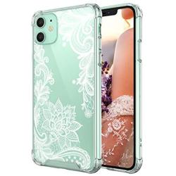 Cutebe Case for iPhone 11, Shockproof Series Hard PC+ TPU Bumper Protective Case for Apple iPhone 11 6.1 Inch Crystal Lace Design(White)