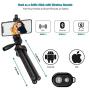 Phone Tripod Flexible Upgraded, 11" Portable Cell Phone Camera Travel Tripod Stand with Wireless Remote Shutter and Universal Phone Mount, Compatible with iPhone, Android Phones, Sports Camera GoPro