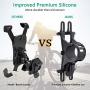 Bovon Bike Phone Mount, Universal Adjustable Silicone Bicycle Phone Holder for Cycling GPS/Map/Time/Music, Compatible with iPhone 11 Pro Max/XS/XR/8/8 Plus, Samsung Galaxy S10/Note 10(Updated Version)