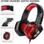 Gaming Headset,Sonku 3.5mm Wired Bass Stereo Noise Isolation Gaming Headphones with Microphone for PS4,Cellphone,Laptop Computer and so on-Volume Control(Black and Red)