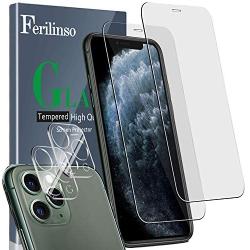 Ferilinso [4 Pack] Screen Protector for iPhone 11 Pro Max with 2 Pack Camera Lens Protector, 2 Pack Tempered Glass Film for iPhone 11 Pro Max 6.5 Inch