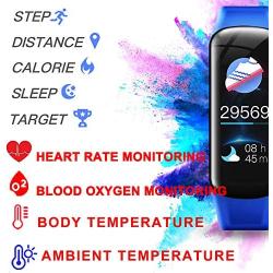 Fitness Tracker with Oxygen Monitor,Activity Tracker Watch with Body Temperature Blood Pressure Heart Rate Monitor,Smart Watch with Steps Watch, Pedometer Watch for Kids Women Men