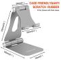 Cell Phone Stands Portable, YOSHINE Adjustable Tablet Stands: Desktop Aluminum Stand Holder Dock Compatible for iPad 2018 Pro 9.7, 10.5, Air Mini 4 3 2, Nexus, Tab, Phone, E-Reader (4-13) - Grey