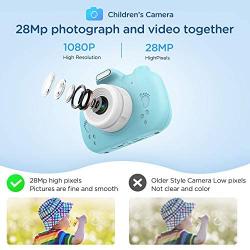 AMATAGE 28Mp Kids Camera for Boys Girls,Built-in WiFi Camera for Kids with Front and Rear Lens, Shockproof Children Camera with Flashlight Video Recorder,16G SD Card