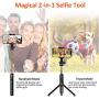 Selfie Stick Tripod, Matone Bluetooth Selfie Stick with Tripod Stand and Detachable Remote, Extendable Monopod for iPhone 11/11 Pro Max/X/XR/8 Plus, Galaxy Note 10 Plus/S10, GoPro & Action Cameras