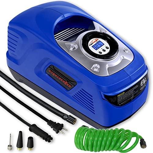 EPAUTO AC 110V / DC 12V Dual Power Portable Air Compressor Pump w/Digital Tire Inflator, Support for Cigarette Lighter Socket (12V) and Home Outlet (110V)