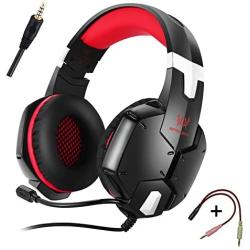 Ps4 Gaming Headsets Meiertop G1200 3.5mm Game Headphone Earphone Headband with Mic Stereo Bass for New Xbox One PlayStation 4 PS4 PC Computer Laptop and Mobile Phone(Red)