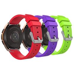 MoKo Band Compatible with Samsung Galaxy Watch 3 41mm/Galaxy Watch 42mm/Galaxy Watch Active/Active 2/Galaxy Gear S2 Classic/Ticwatch E/2/Vivoactive 3, 3-Pack 20MM Silicone Strap - Red&Green&Purple