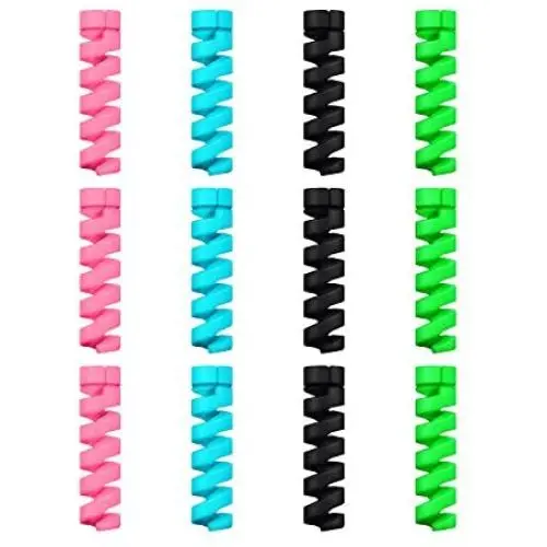 Jetec 12 Pieces Highly Flexible Silicone Micro USB Protector, Mouse Cable Protector, Suit for All Cell Phones, Computers and Chargers (Black, Pink, Blue, Green) Jetec 12 Pieces Highly Flexible Silicone Micro USB Protector, Mouse Cable Protector, Suit for All Cell Phones, Computers and Chargers (Black, Pink, Blue, Green)
