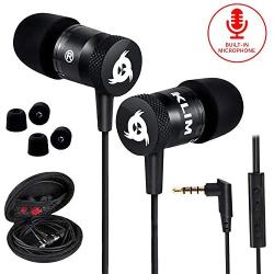 KLIM Fusion Earbuds with Microphone + Long-Lasting Wired Ear Buds - Innovative: in-Ear with Memory Foam + Earphones with Mic and 3.5mm Jack - New 2020 Version - Black