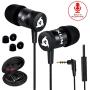 KLIM Fusion Earbuds with Microphone + Long-Lasting Wired Ear Buds - Innovative: in-Ear with Memory Foam + Earphones with Mic and 3.5mm Jack - New 2020 Version - Black