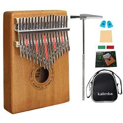 Kalimba, Finger Piano17 key Thumb Piano Mbira Mahogany Wood Kalimba Beginner Music Instrument with Tuning Hammer/Bag/Pickup/Key Stickers