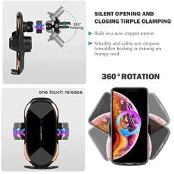 Wireless Charger Car Touch Sensing Automatic Retractable Clip Fast Charging Compatible for iPhone Xs Max/XR/X/8/8Plus Samsung S9/S8/Note 8