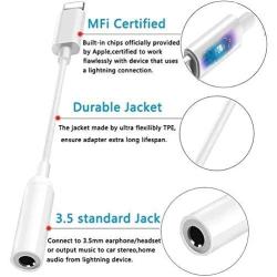 [Apple MFi Certified] Lightning to Headphone Jack Adpter, for iPhone Dongle Aux Audio 3.5mm Jack Earphone Stereo Cable, Compatible with iPhone11/X/XR/XS/8/7,Support Music Control Function