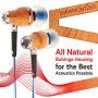 Symphonized NRG X Wood Earbuds Wired with Microphone, Stereo in Ear Headphones for Computer & Laptop, Noise Isolating Earphones for Android Cell Phone with Booming Bass (Blue & White)