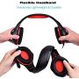 Beexcellent GM-1 Over-Ear Wired 3.5mm Pro Gaming Headset Surround Sound Gaming Headphone with LED Effect and Microphone for PC, Laptop, Tablet, PS4, Xbox, Cell Phone (Red)