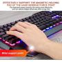 3-color optional keyboard, RGB LED backlight mechanical gaming keyboard, with mobile phone holder, suitable for industrial, office, (Black)