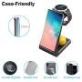 Wireless Charging Station, 3 in 1 Premium Qi-Certified Charging Stand Fast Charger Compatible with Samsung Galaxy S20 S10/S9/8/Note10, Galaxy Buds+&Galaxy Watch Active2/1, Gear S2/S3, iPhone 11/XS/XR