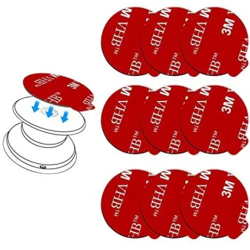 9 Pack Pops Sticky Adhesive Replacement for Socket Mount Base, pop-tech VHB 3M Sticker Pads for Phone Collapsible Grip & Stand Back - 9pcs 35mm Double Sided Tapes & 4pcs Alcohol Prep Pads
