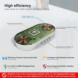 Charging Station for Multiple Devices, DGStore 2 QI Wireless Charging Pad 4 Port USB Charger Station Dock, Compatible with iPhone iPad Android Smart Phone Tablet Multi Device(Silver)
