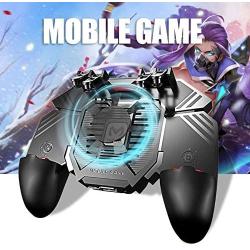 SBQF AK77 PUBG Controller Helper Mobile Phone Radiator Six Fingers Linkage Game Button Physical Compression Quick Shooting Handle (Color : No Battery)