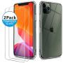 OULUOQI Compatible with iPhone 11 Pro Max Case 2019,Tempered Glass Screen Protector [2Pack] with Shockproof Clear Case for iPhone 11 Pro Max 6.5 inch.(Clear)