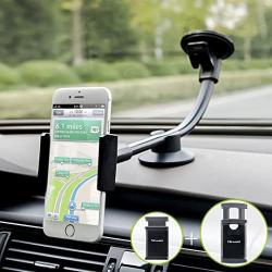 Newward Car Phone Mount, 2 Clamps Long Arm Universal Windshield Dashboard Cell Phone Holder for iPhone 11 X 8 7 Plus 6 6s Plus 5s SE,Samsung Galaxy S9 S8 S7 S6 S5 Note,Google,LG and Other Smartphones