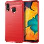 Samsung A20 case,Galaxy A20 Case,Galaxy A30 Case,MAIKEZI Soft TPU Slim Fashion Anti-Fingerprint Non-Slip Protective Phone Case Cover for Samsung Galaxy A20/A30 (Red Brushed TPU)