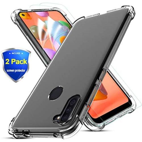 BEBEST-Samsung Galaxy A11 Case, Galaxy A11 Phone Case w/Screen Protector [Anti-Scratch &Non-Slip][Shockproof Bumper] Flexible Ultra Slim Soft TPU Clear Case for Galaxy A11 (6.4 inches) (Clear)