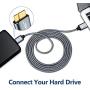 Micro USB 3.0 Cable, JSAUX USB A Male to Micro B Cable 2 Pack [3.3FT+6.6FT] External Hard Drive Cable Galaxy S5 Nylon Braided Cord for Samsung Galaxy S5, Note 3, Seagate Hard Drive, WD Hard Drive-Grey