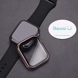 baozai Compatible with Apple Watch 38mm Case with Built-in Tempered Glass Screen Protector, Full Coverage Hard iWatch Case for Series 3/2/1 (Rose Pink, 38mm Series 3/2/1)