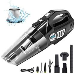 helloleiboo Car Vacuum 4 in 1 Handheld Cordless Air Compressor Pump 6000Pa Rechargeable Vacuum Cleaner with LED Light