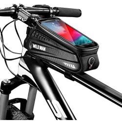 Epessa Bike Phone Mount Bag, Bicycle Waterproof Front Frame Top Tube Handlebar Bag with Sensitive Touch Screen for Cellphone Below 6.5’’,Large Capacity