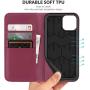 SHIELDON iPhone 11 Case, Genuine Leather iPhone 11 Wallet Folio Protective Case Book Design with Kickstand and RFID Credit Card Slots Magnetic Closure Compatible with iPhone 11 (6.1") - Red Violet
