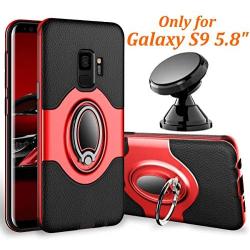 Samsung Galaxy S9 Case - eSamcore Ring Holder Kickstand Cases + Dashboard Magnetic Phone Car Mount [RED]