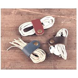 ZE Handmade Genuine Leather Button Closure Cable Organizer for USB Cables,Mobile Phone Charge Wires,Laptop Cords,Earbuds/Earphones Wires Set of 3