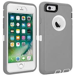 CAFEWICH iPhone 6/6S Case Shockproof High Impact Tough Rubber Rugged Hybrid Case Silicone Triple Protective Anti-Shock Shatter-Resistant Mobile Phone Case for iPhone 6/6S 4.7"(Gray-White)