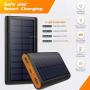 Solar Charger Power Bank 26800mah, 2 USB Output Fast Phone Portable Charger Power Bank Cell Phone Solar Battery Bank Pack External Backup Pack for iPhone, Samsung Galaxy Android, iPad Tablet