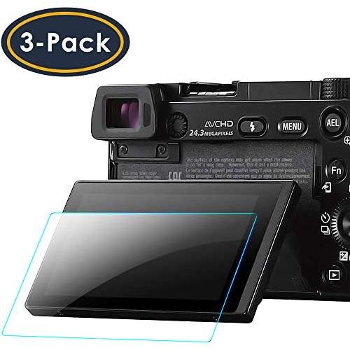 QIBOX Glass Screen Protector Compatible with Sony Alpha A6000 A5000 A6300 NEX-7 NEX-3N NEX-5 NEX-6L, 3-Pack Tempered Glass Anti-Scratch Anti-Fingerprint Ultra-Clear Cover(NOT for a6500/a5100)