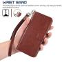 Arae Case for iPhone X/Xs, Premium PU Leather Wallet Case [Wrist Straps] Flip Folio [Kickstand Feature] with ID&Credit Card Pockets for iPhone X (2017) / Xs (2018) 5.8 inch (not for Xr) (Brown)