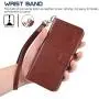 Arae Case for iPhone X/Xs, Premium PU Leather Wallet Case [Wrist Straps] Flip Folio [Kickstand Feature] with ID&Credit Card Pockets for iPhone X (2017) / Xs (2018) 5.8 inch (not for Xr) (Brown)