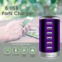 6 Ports Desktop Charging Station,USB Hub Fast Wall Charger with QC 2.1,Compatible for Smart Phones, Tablets, and Other Electronics (Purple)