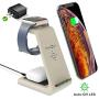 Quezqa Wireless Charging Stand – 3 in 1 Fast Wireless Charger – Qi Charging Station Dock Compatible with AirPods Pro Apple Watch Series 5 4 3 2 iPhone 11 Pro Max Xs X Xr 8(with QC 3.0 Adapter)