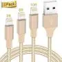 Lightning Cable Apple Certified - Quntis iPhone Charger 3Pack 3ft 6ft 10ft Nylon Braided USB Fast Charging Cord Compatible with iPhone 11 Pro X Xs Max XR 8 7 6 Plus iPad Pro Airpods and More, Gold Lightning Cable Apple Certified - Quntis iPhone Charger 3Pack 3ft 6ft 10ft Nylon Braided USB Fast Charging Cord Compatible with iPhone 11 Pro X Xs Max XR 8 7 6 Plus iPad Pro Airpods and More, Gold