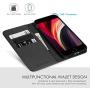 SHIELDON iPhone SE 2020 Case, iPhone 8 Wallet Case Genuine Leather [Card Holder] Magnetic Closure Stand Flip Book Cover Shockproof Protection Case Compatible with iPhone SE2/8/7 (4.7") - Black